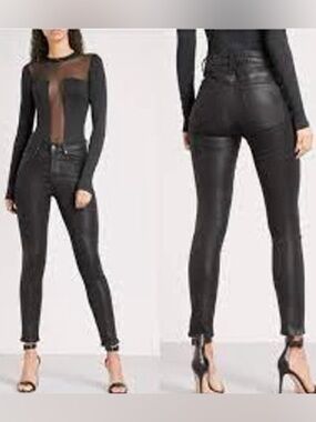 Good American Good Legs Coated Hi-Rise, Black, Coated Jeans - Size 8/29, NWOT